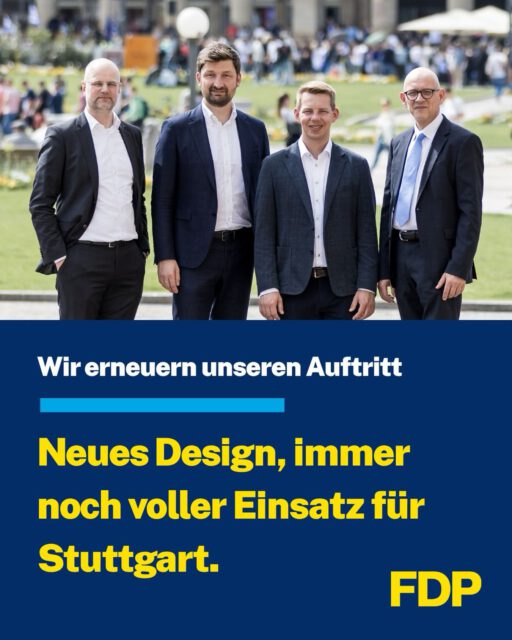 Mit frischem Anstrich und vollem Einsatz für Stuttgart💛
Wir haben euch nicht vergessen! Es war einige Zeit ruhiger auf unseren Kanälen, aus einem einfachen Grund: die Bundespartei und daher auch wir haben uns einen neuen Anstrich verpasst🖌️
Ab heute geht es weiter mit neuen Farben und gewohntem liberalem Einsatz für unsere Stadt!
Was haltet ihr von den neuen Farben? Vermisst ihr das Magenta? Schreibt es uns in die Kommentare⬇️
#stuttgart #fdp #gemeinderat #corporatedesign