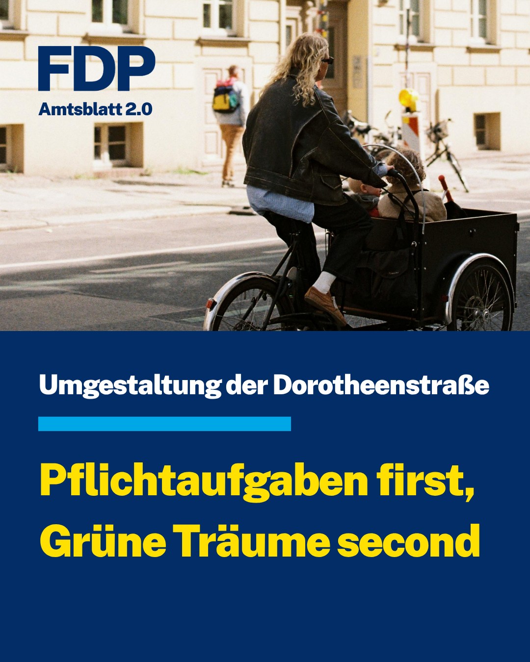 7,5 Millionen Euro für die Dorotheenstraße – Schulen und Feuerwehr warten weiter 🚧
Der Gemeinderat steckt auf Betreiben der Grünen Millionen in die Umgestaltung der Dorotheenstraße – mit weniger Parkplätzen und erschwerter Erreichbarkeit für Anwohner und die Markthalle. Wir sagen: Pflichtaufgaben zuerst, Prestige-Projekte später.
🅿️ Parkplätze fallen weg: Anwohner und Kunden der Markthalle finden künftig noch schwerer einen Platz.
🏫 Sanierungsstau wächst: Schulen, Feuerwehr und Bäder warten seit Jahren auf ihre Erneuerung.
💶 Falsche Prioritäten: Über 7,5 Millionen Euro fließen in ein Prestige-Projekt statt in echte Pflichtaufgaben.
Wer die Innenstadt umbaut, darf die Menschen nicht vergessen, die dort leben und arbeiten.
👉 Was sollte aus deiner Sicht Vorrang haben – Schulsanierung oder zwangsverordnete Verkehrswende?
#FDPStuttgart #Kommunalpolitik #Dorotheenstraße #Gemeinderat